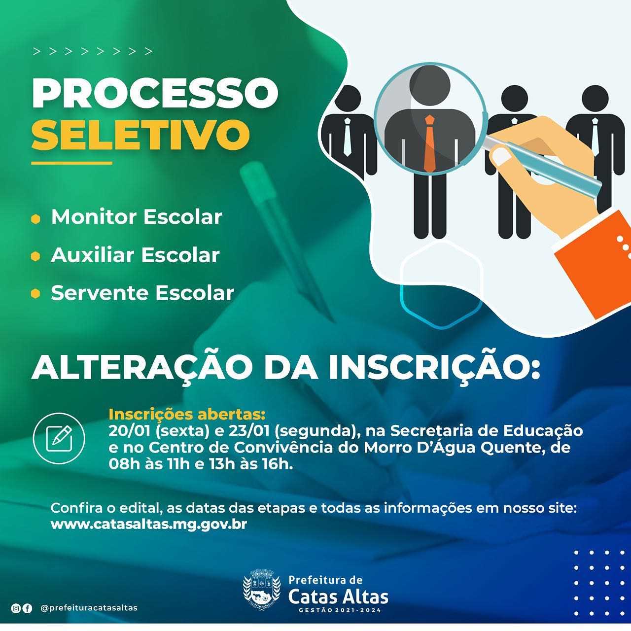 Prefeitura Municipal De Catas Altas - » ALTERAÇÃO DA INSCRIÇÃO DOS ...